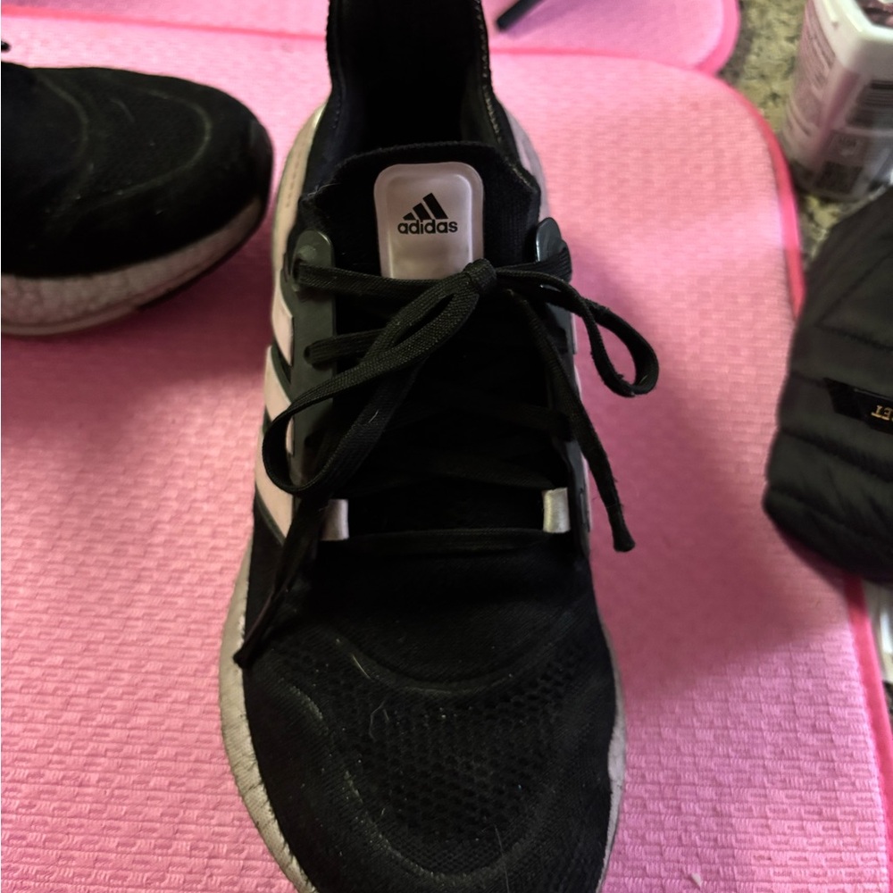 Adidas Black Sneakers with pink Stripes - Picture 3 of 9